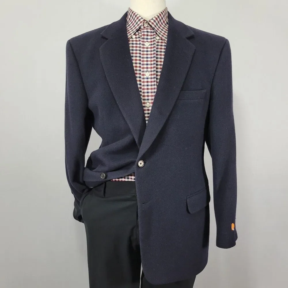 JOS A BANK Gordon‎ Men's Sport Coat Blazer Two Button Navy Camel Hair Size 42R